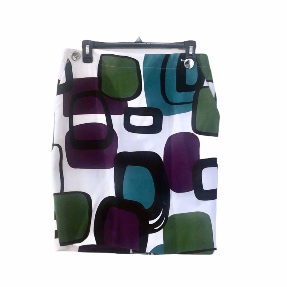 Adrienne Vittadini Geometric Square Print Skirt
